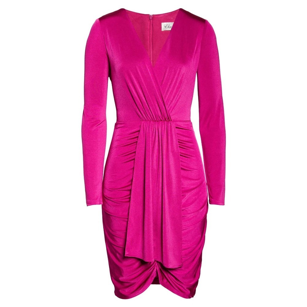NWT Eliza J Deep V Long Sleeve Cocktail Dress Size 6